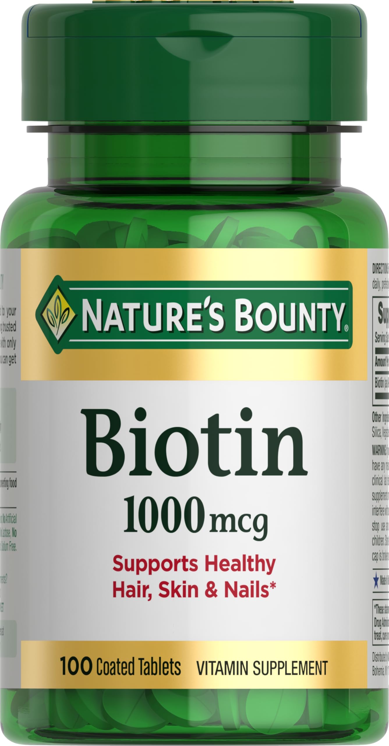 Nature's Bounty Biotina frasco 1000 mcg para apoyar metabolismo y energía