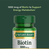Tabletas Nature's Bounty Biotina 1000 mcg para cabello, piel y uñas
