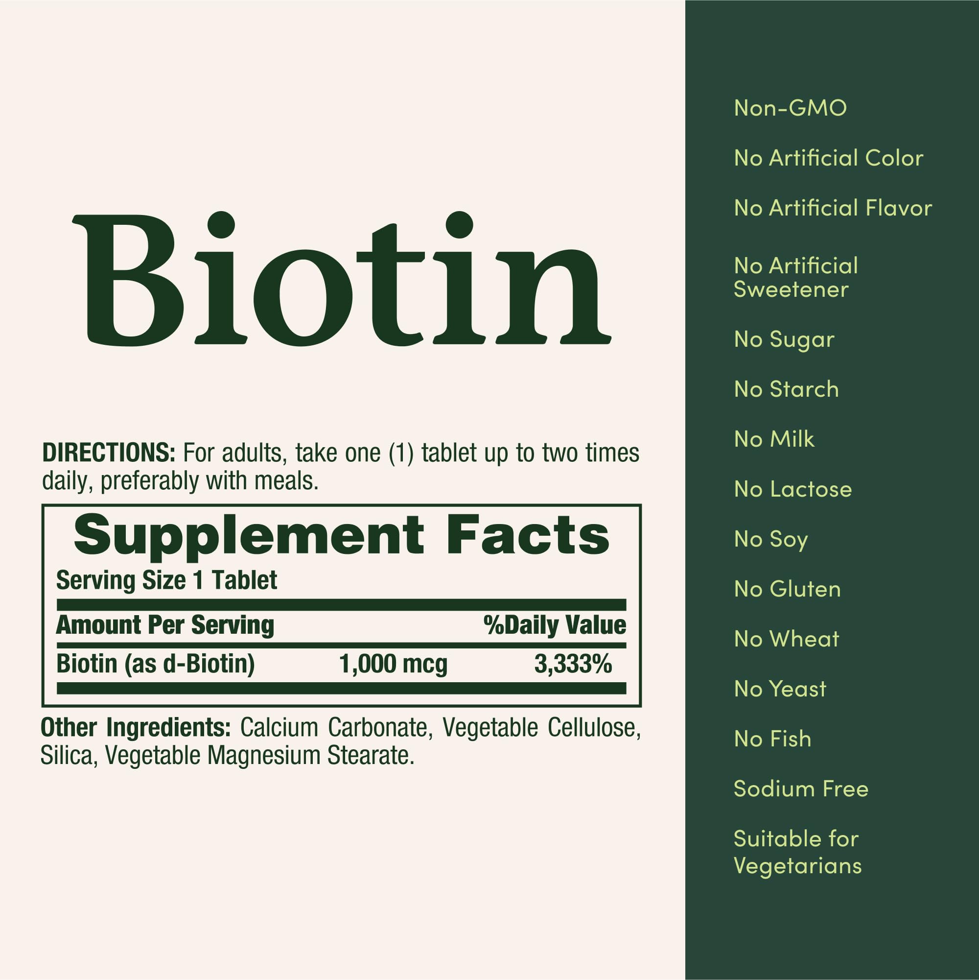 Tabletas de Nature's Bounty Biotina listas para consumo diario