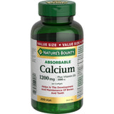 Nature's Bounty calcio absorbible 1200mg con D3 1000UI, cápsulas suaves para uso diario.