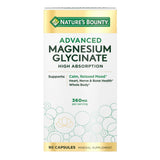 Nature's Bounty cápsulas glicinato de magnesio frente a la botella, apoyo para ánimo estable