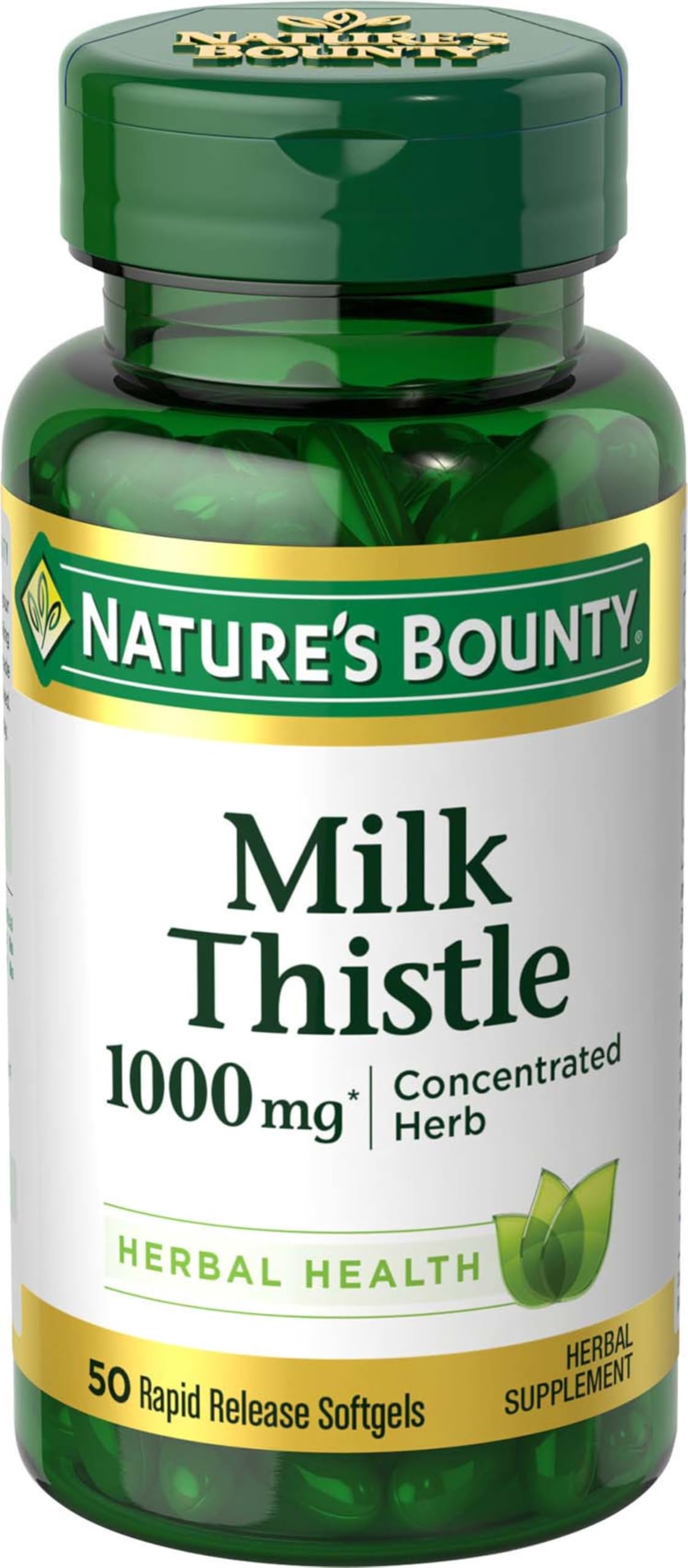 Nature's Bounty Cardo Mariano 1000 mg, botella para apoyo antioxidante diario.