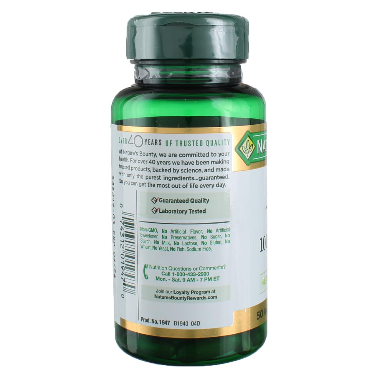 Nature's Bounty Cardo Mariano 1000 mg, etiqueta clara con información clave