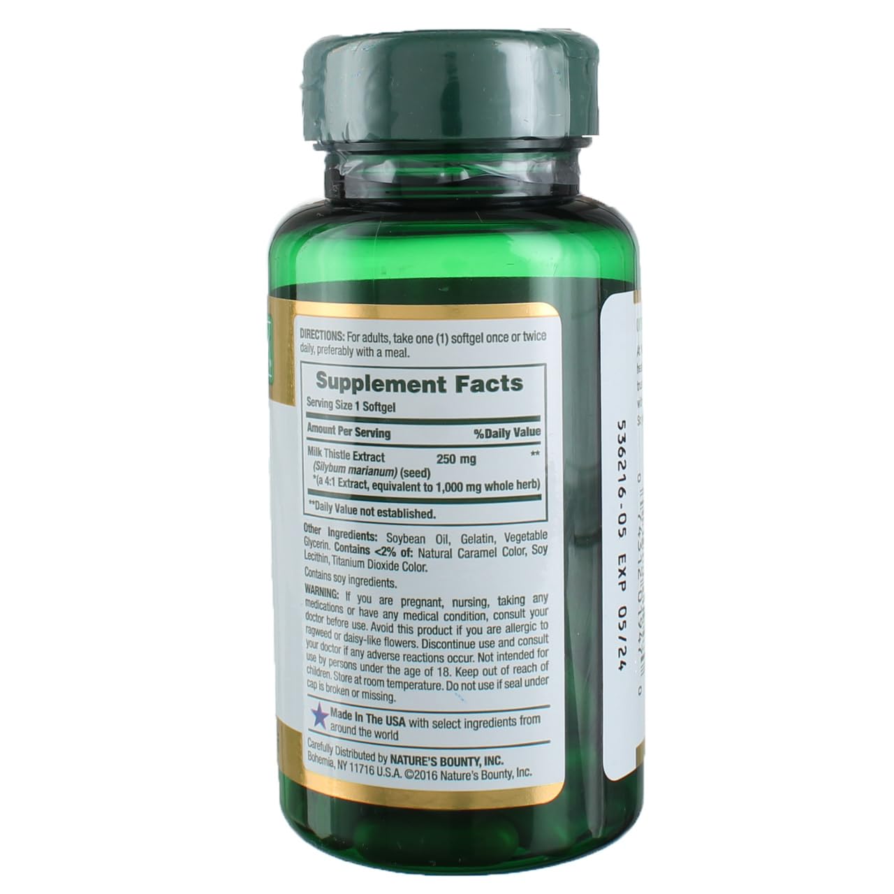 Nature's Bounty Cardo Mariano 1000 mg, frente del frasco, fácil de identificar