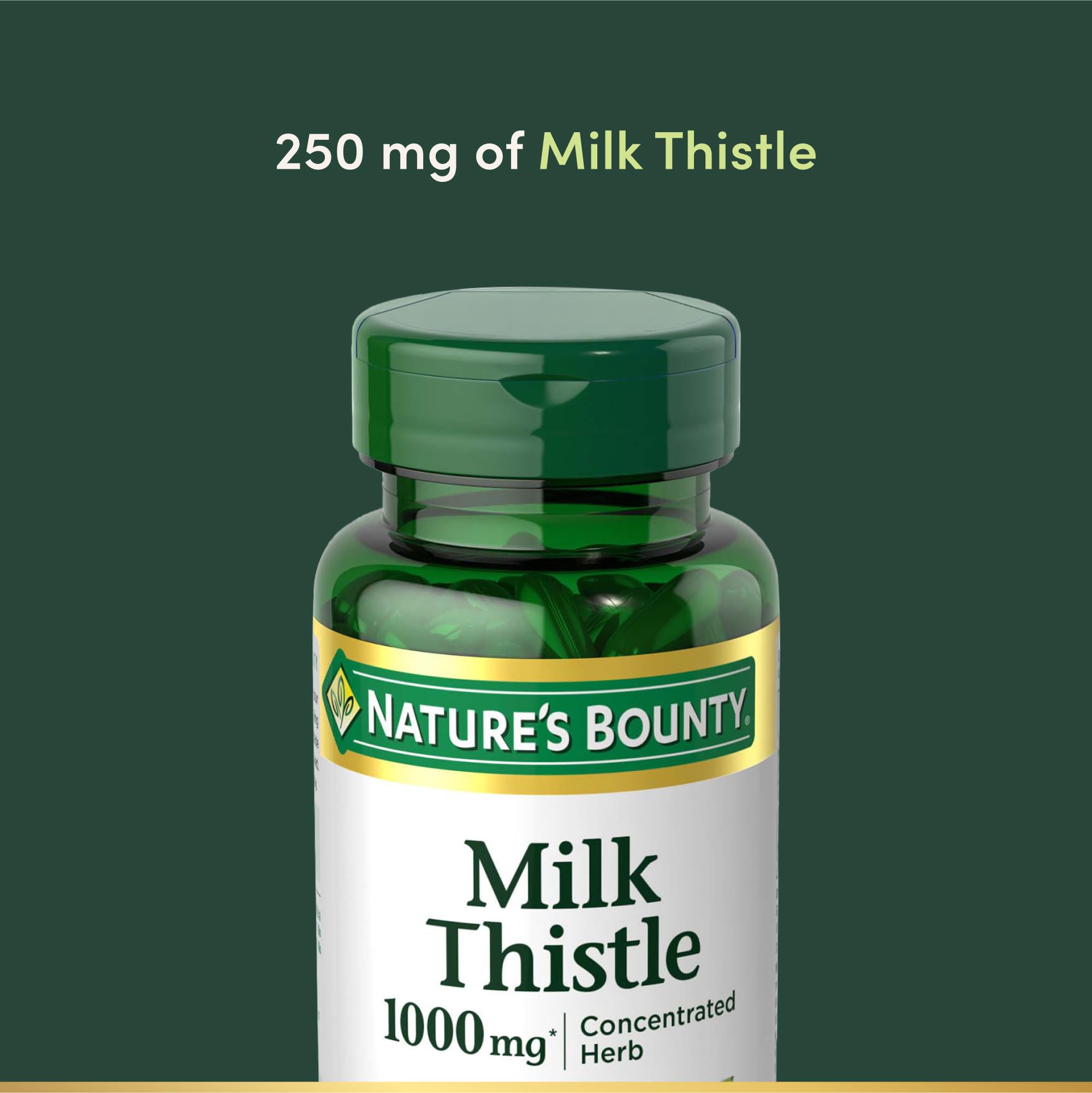 Nature's Bounty Cardo Mariano 1000 mg, etiqueta frontal clara para elegir suplemento antioxidante.