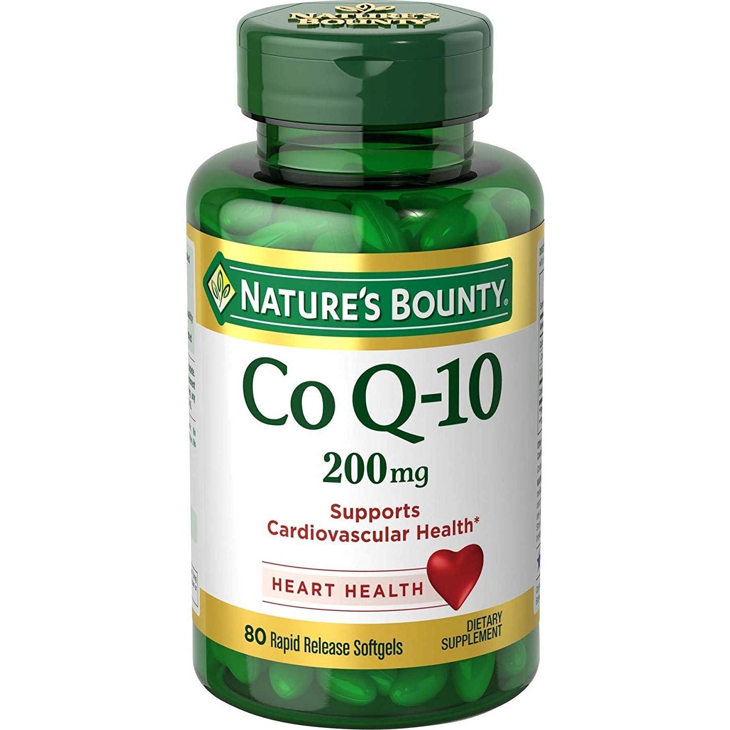 Nature's Bounty CoQ-10, cápsulas suaves de 200 mg para energía diaria.