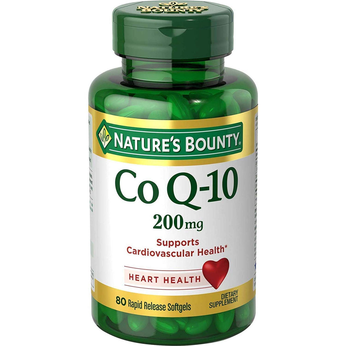 Nature's Bounty CoQ-10, cápsulas suaves de 200 mg para energía diaria.