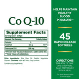 Nature's Bounty CoQ10, etiqueta con información sobre beneficios cardíacos.