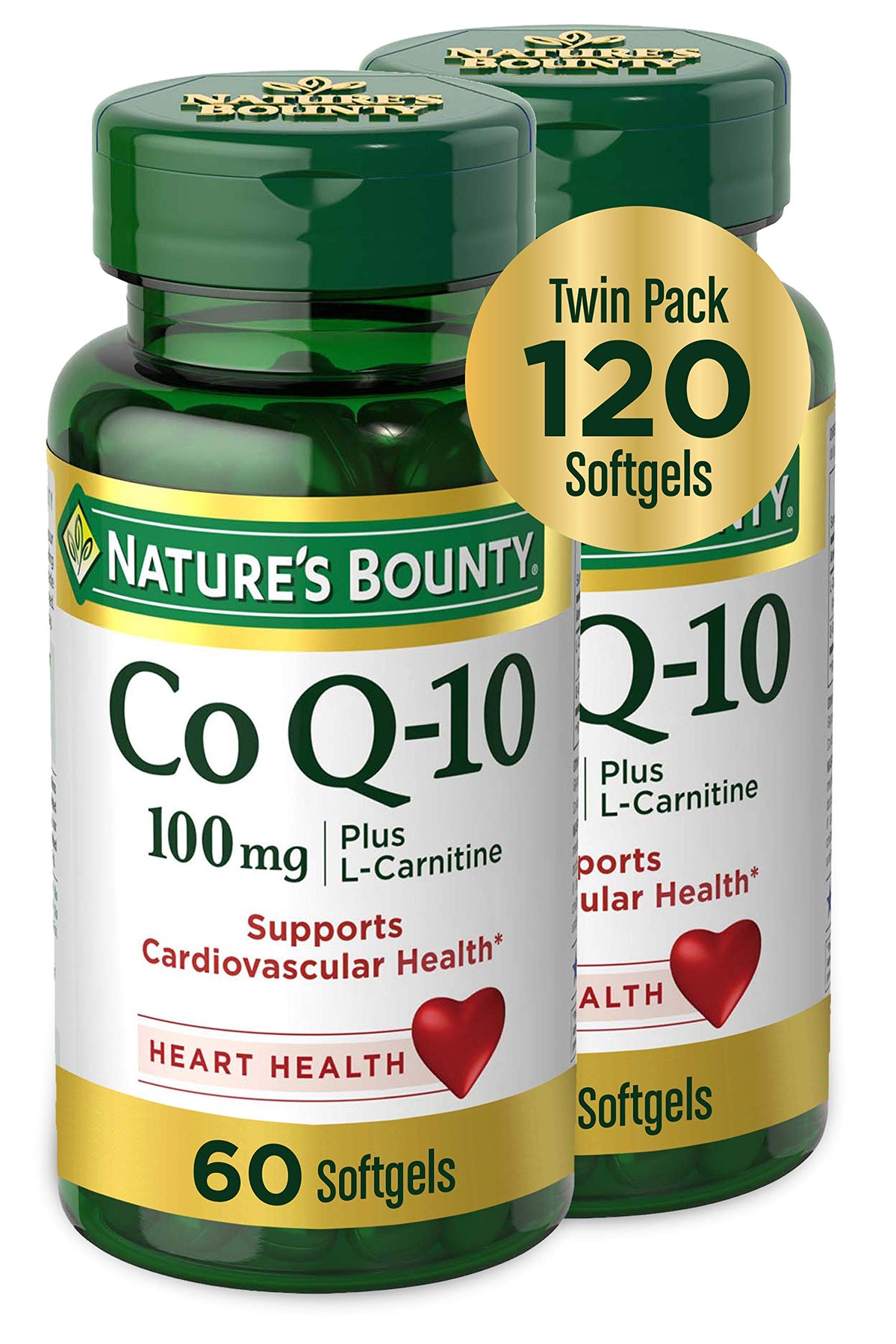 Nature's Bounty CoQ10 L-Carnitina en frascos para uso diario