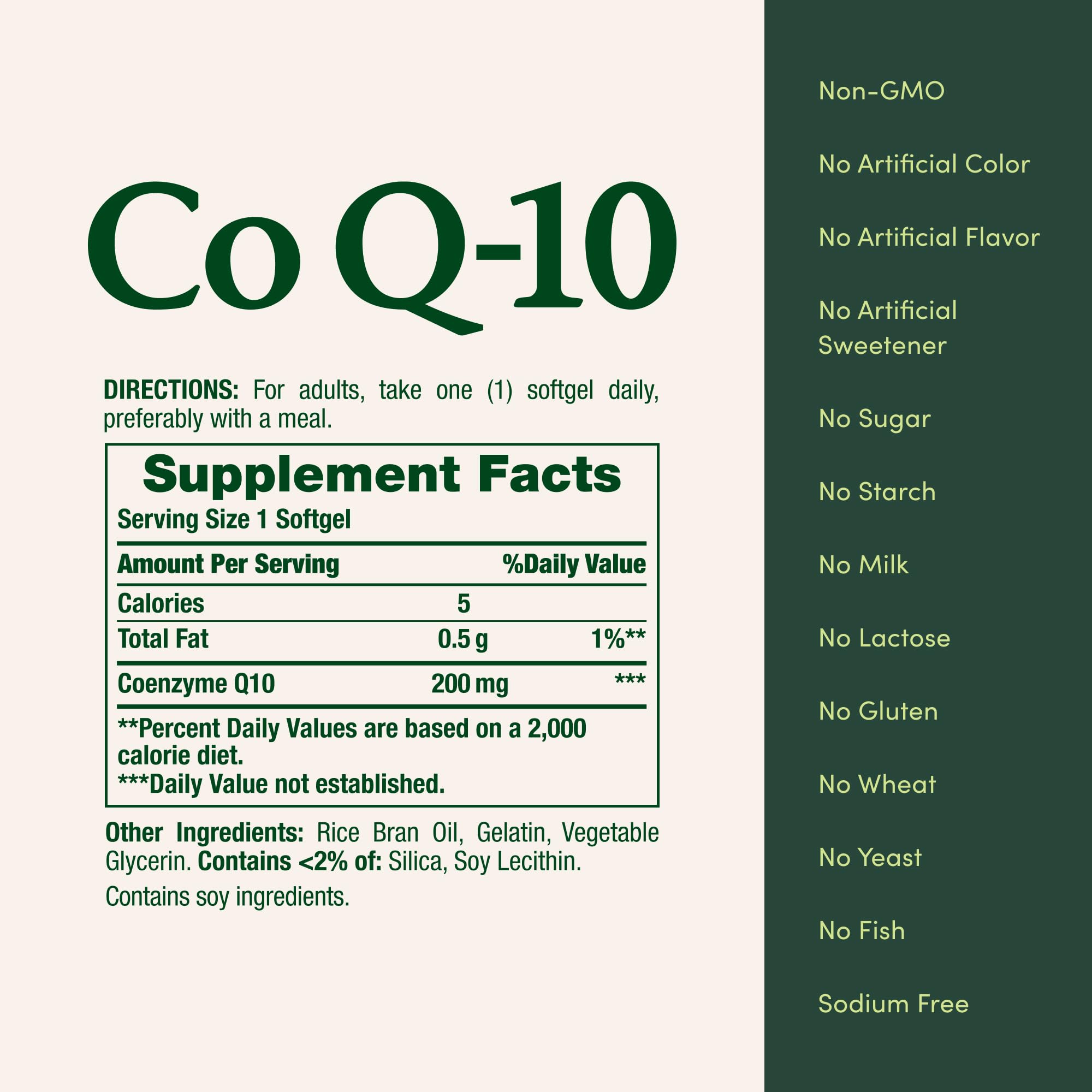 CoQ10 Nature's Bounty sin gluten y lactosa para uso diario