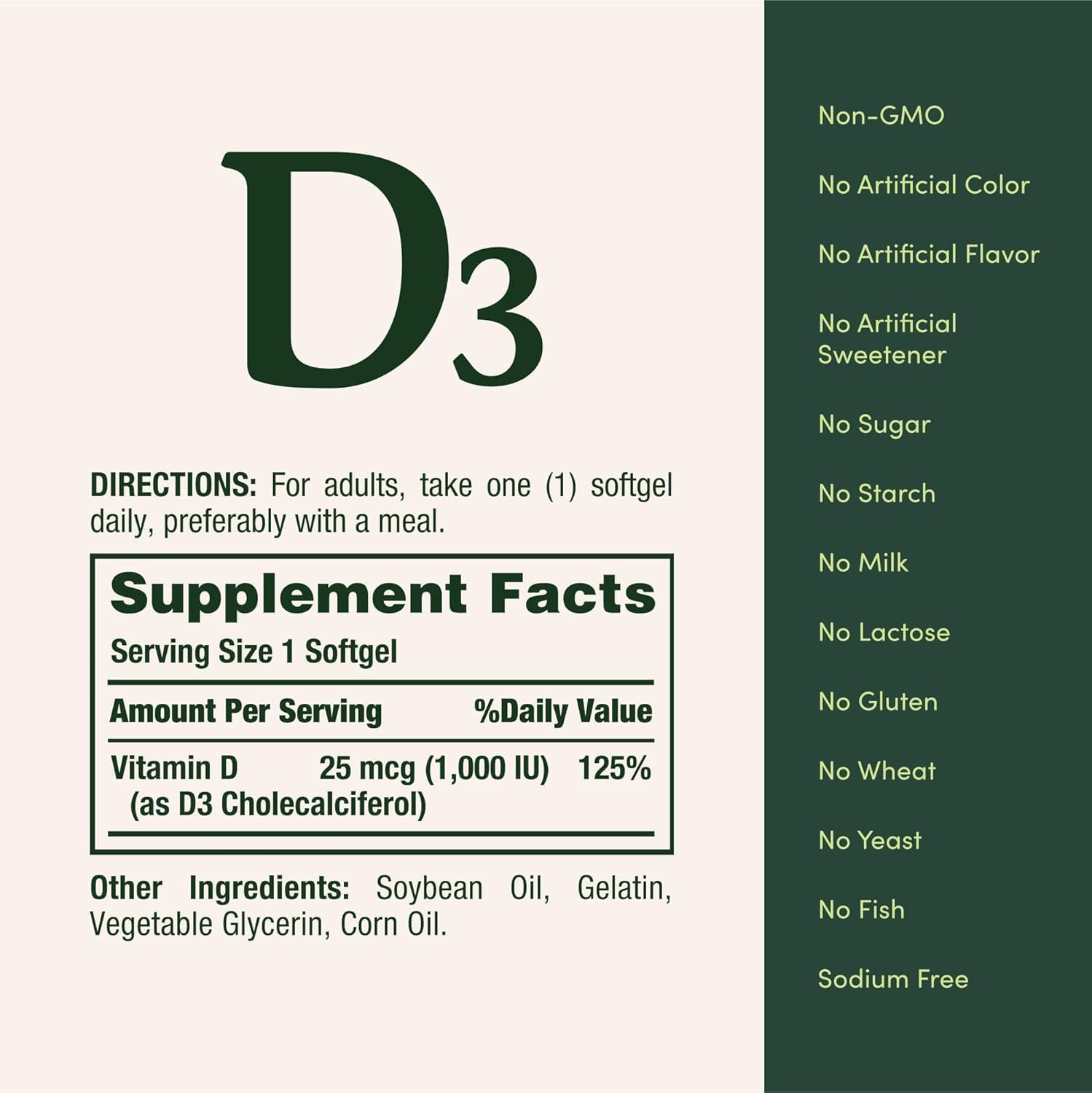 Nature's Bounty D-1000 UI embalaje-caja: empaque práctico para planificar la ingesta diaria.