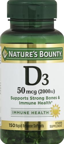 Nature's Bounty D3 2000 UI etiqueta clara facilita identificación de dosis