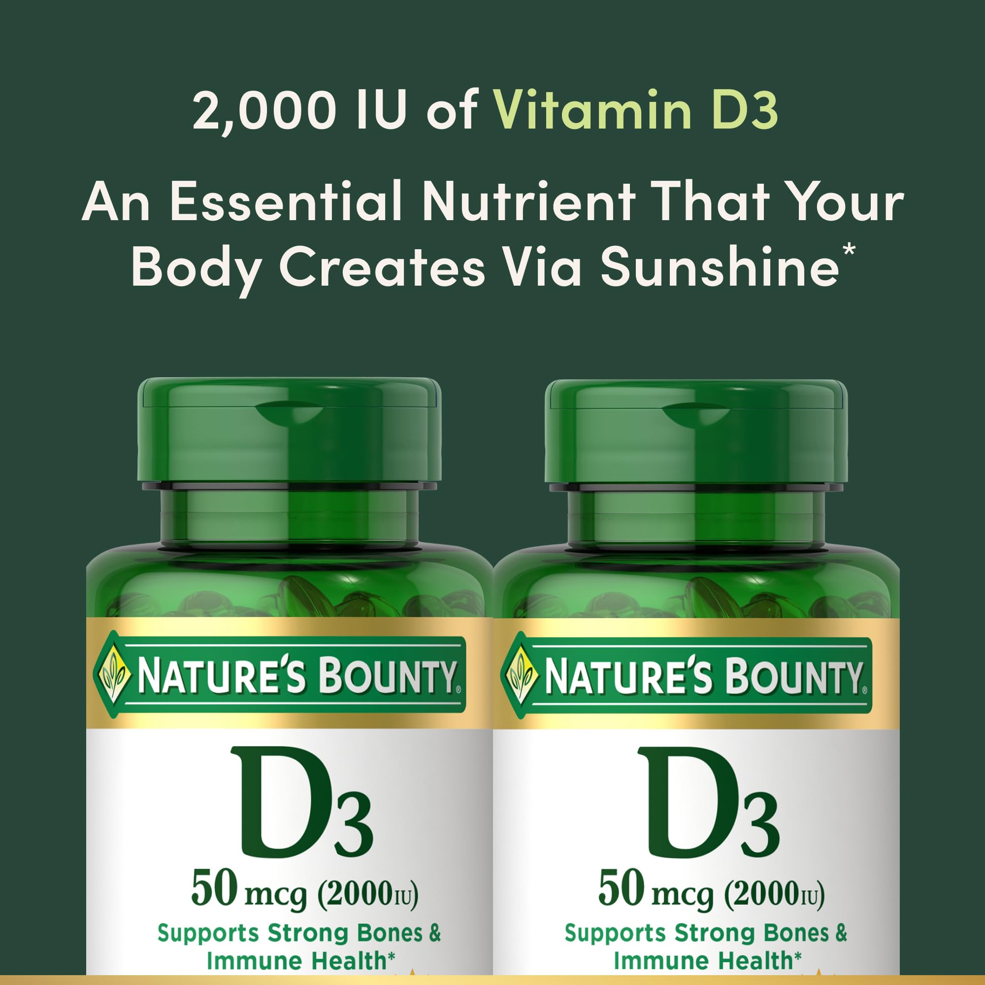 Nature's Bounty etiqueta de vitamina D3 clara y legible.