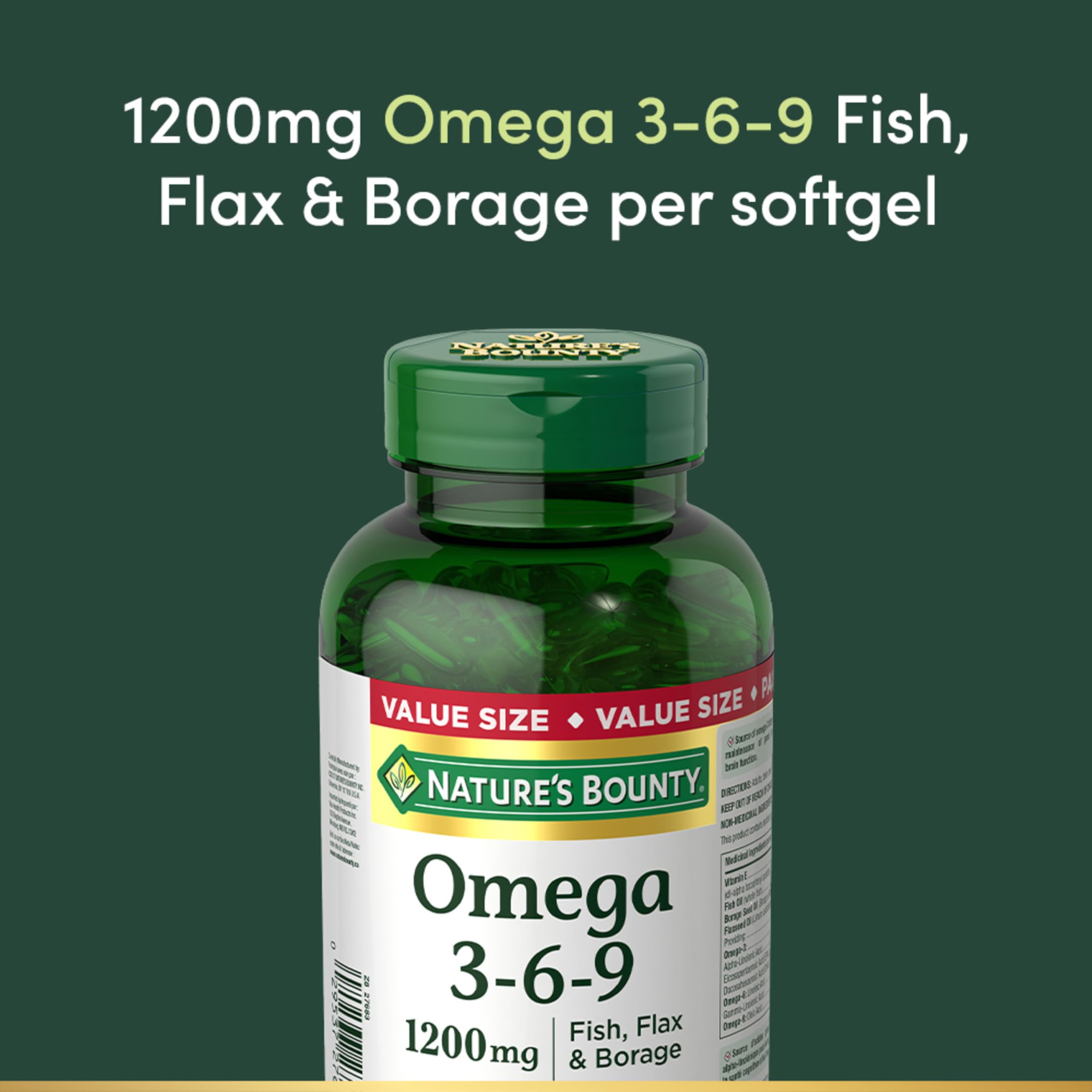 Nature's Bounty Omega-3-6-9, detalle de ingredientes para comparación rápida.