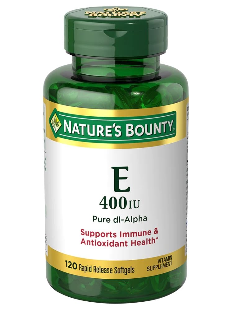 Nature's Bounty E-400 IU, botella con cápsulas blandas para apoyo al sistema inmune.