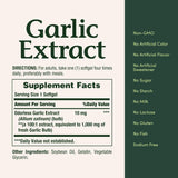 Nature's Bounty etiqueta muestra dosis de ajo 1000 mg por cápsula.
