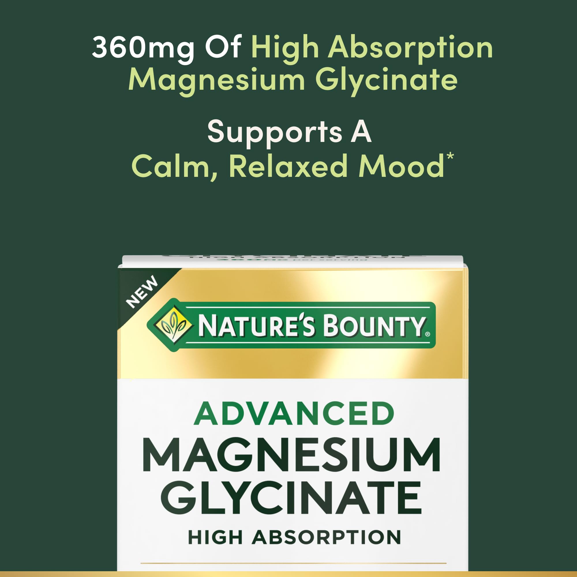 Etiqueta de Nature's Bounty con información de 360 mg de magnesio por porción