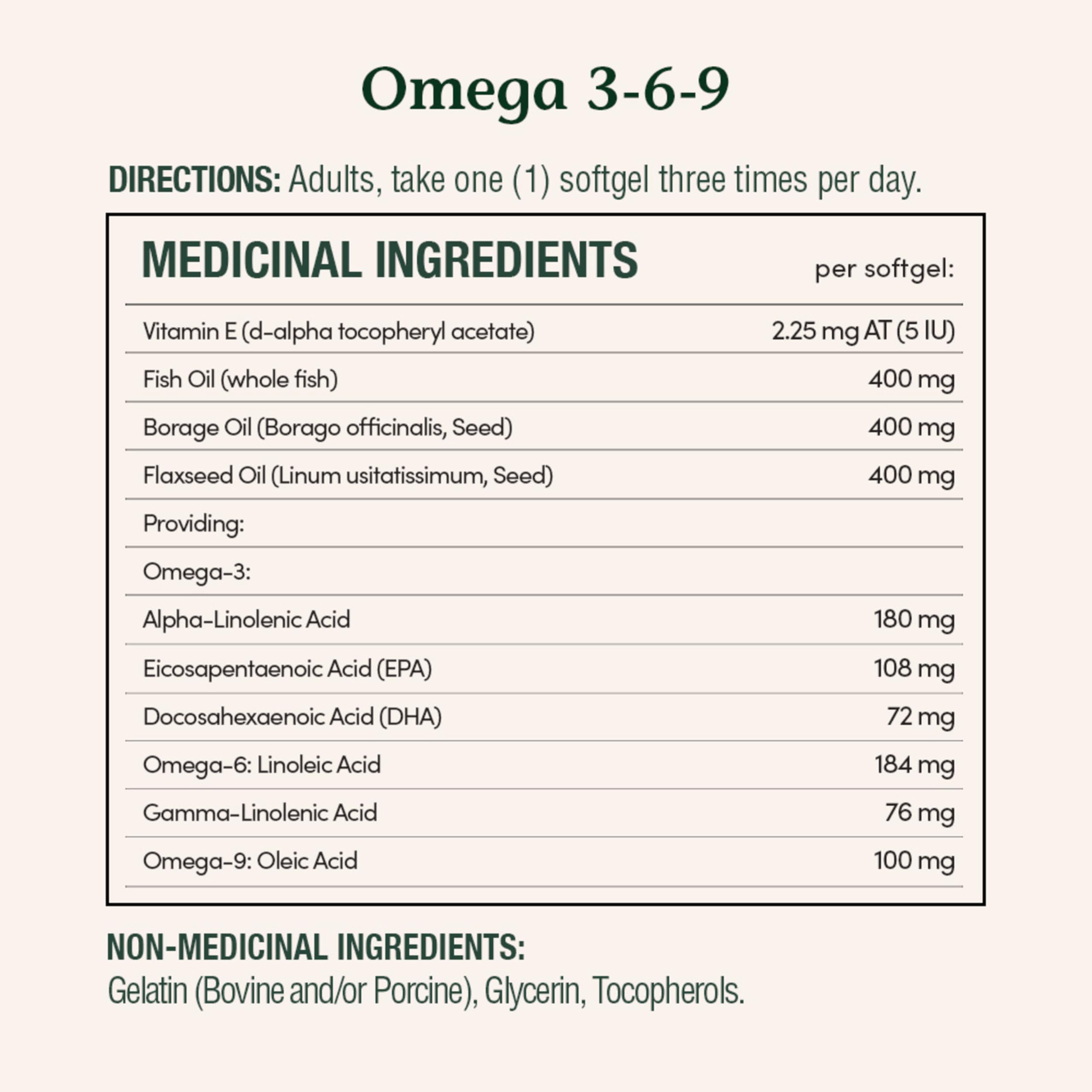 Nature's Bounty Omega-3-6-9, etiqueta detallada para consultar ingredientes.