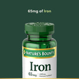 Nature’s Bounty Ferro etiqueta de botella, señal de transparencia y control de calidad.