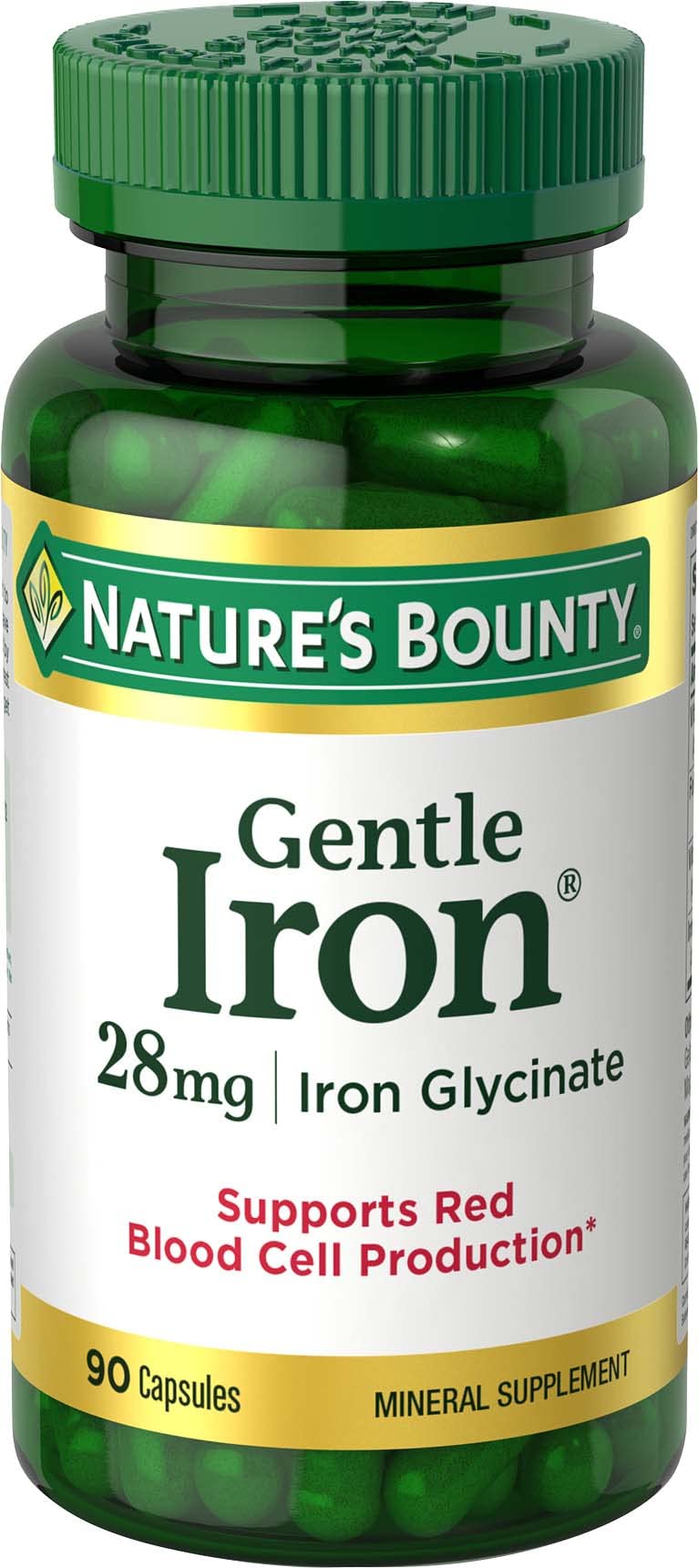 Nature’s Bounty Gentle Iron en botella, apoyo diario a la producción de glóbulos rojos.