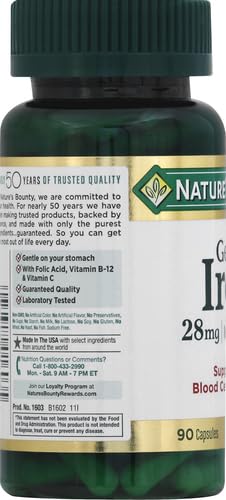Nature’s Bounty Gentle Iron: cápsulas suaves para uso diario con absorción potencial.