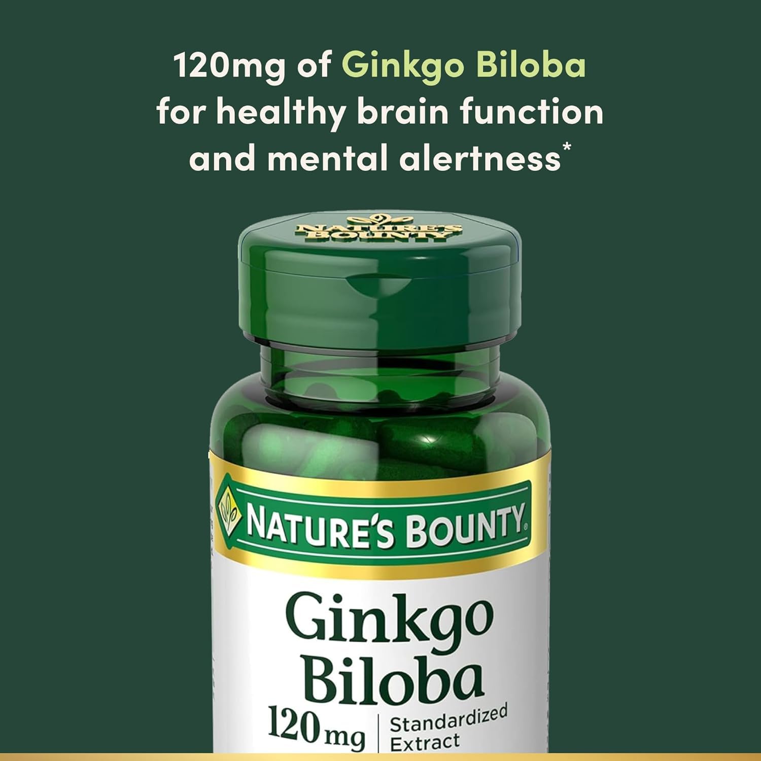 Nature's Bounty Ginkgo Biloba, cápsula vegetariana, posible apoyo a la circulación.