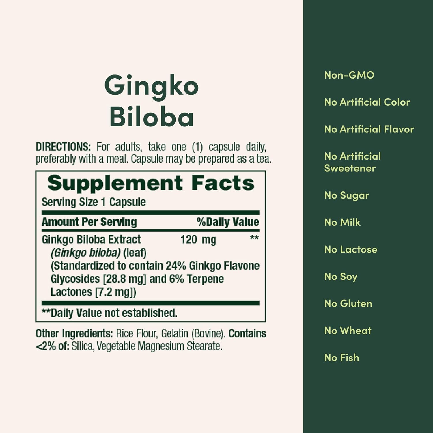 Nature's Bounty Ginkgo Biloba, envase compacto, fácil de guardar para uso diario.