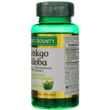 Nature's Bounty Ginkgo Biloba, reverso de cápsulas, indica dosis diaria