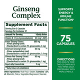 Nature's Bounty Ginseng Complex, ginsenosidos y flavonoides para energía sostenida.