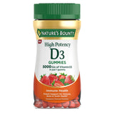 Gomitas Nature's Bounty Vitamina D3 5000 UI en frasco, para apoyo inmunitario diario.