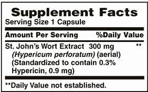 Nature's Bounty Hierba de San Juan cápsulas 300 mg, etiqueta clara para uso diario.