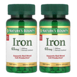 Nature's Bounty Hierro 65 mg, tableta frontal, apoyo diario a la energía.