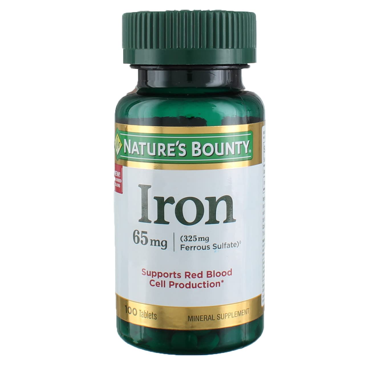 Nature's Bounty Hierro 65 mg, etiqueta clara para evitar confusiones