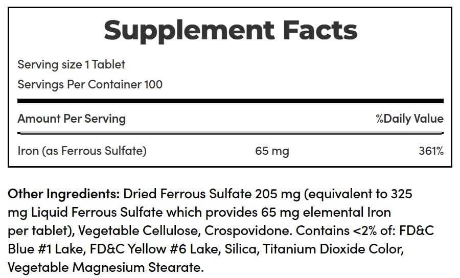 Nature's Bounty Iron 65 mg, beneficios potenciales: apoyo posible para niveles de hierro.