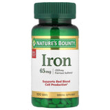 Nature's Bounty Iron 65 mg, etiqueta detalle: información clara para uso diario.