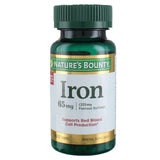 Nature's Bounty Iron 65 mg: botella de pack frontal para complementar la ingesta diaria