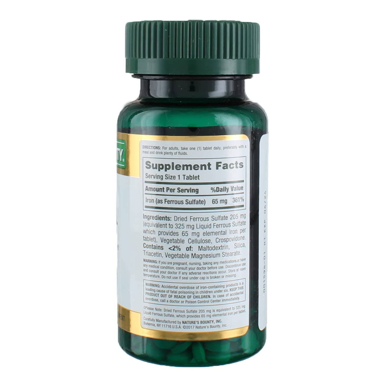 Nature's Bounty Iron 65 mg: tabletas para uso diario en la rutina