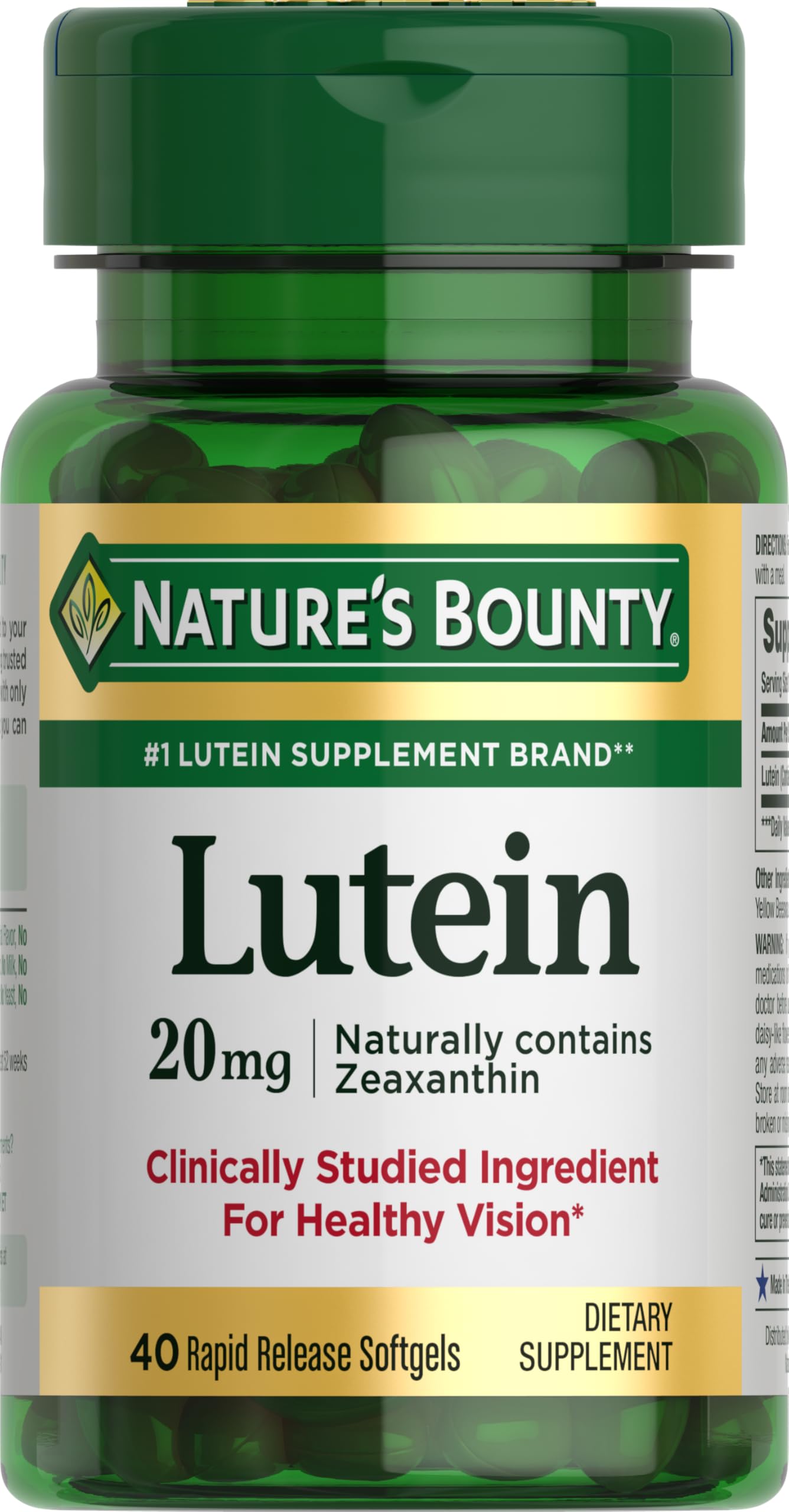 Nature's Bounty Lutein: botella de suplemento para la salud visual diaria