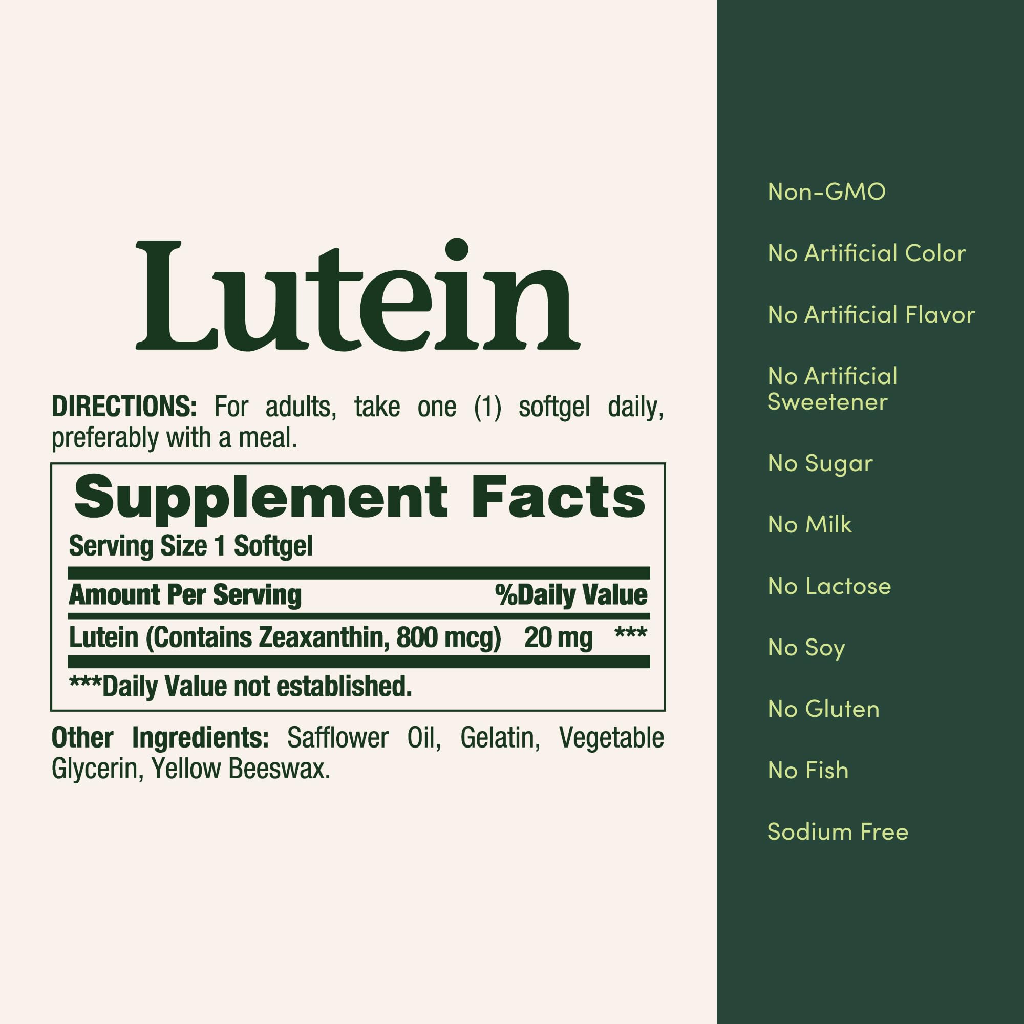 Nature's Bounty Lutein: envase en mano para uso diario