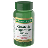 Nature's Bounty Magnesio Citrato 200 mg, botella trasera, uso diario fácil de entender
