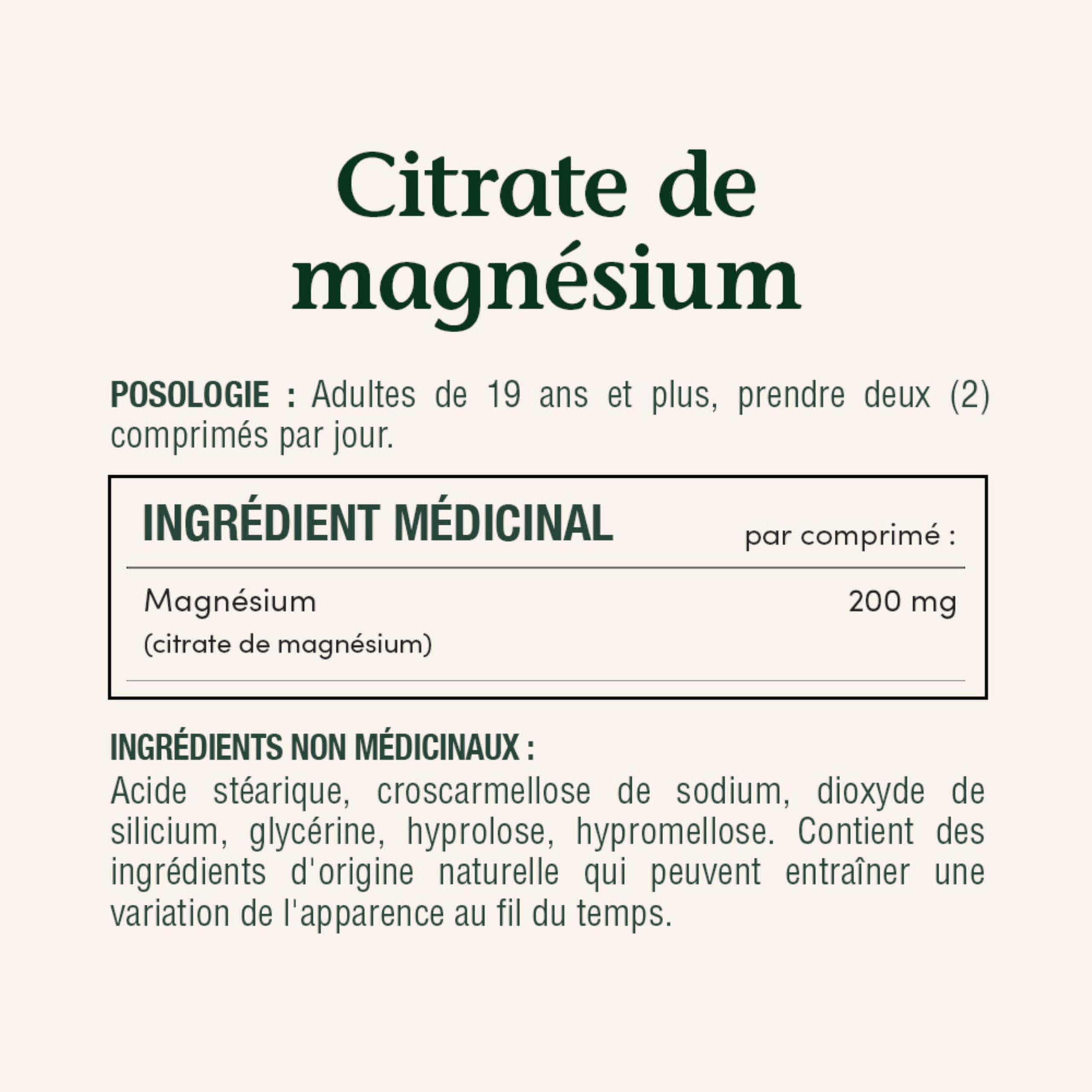 Nature's Bounty Magnesio Citrato 200 mg, etiqueta trasera, equilibrio electrolítico recomendado