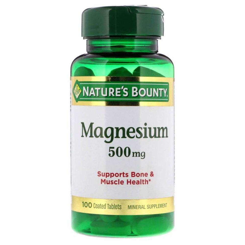 Nature's Bounty magnesio tabletas recubiertas 500 mg para soporte óseo y muscular diario