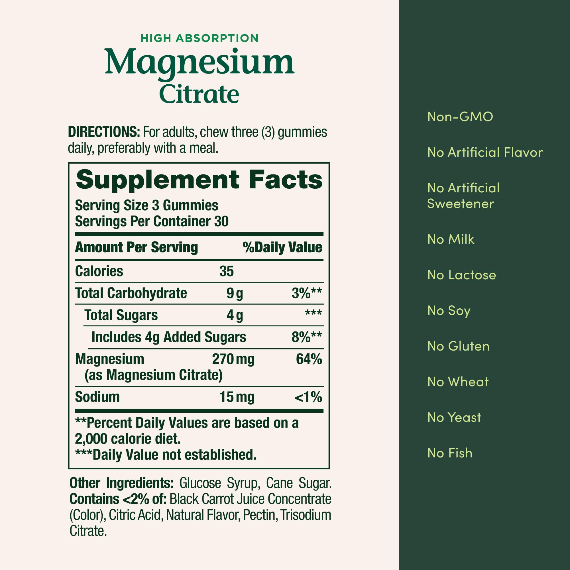 Nature's Bounty Magnesium Citrate Gummies botella translúcida muestra las gomitas.
