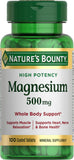 Nature's Bounty Magnesio: tableta recubierta en botella para apoyar huesos y músculos.