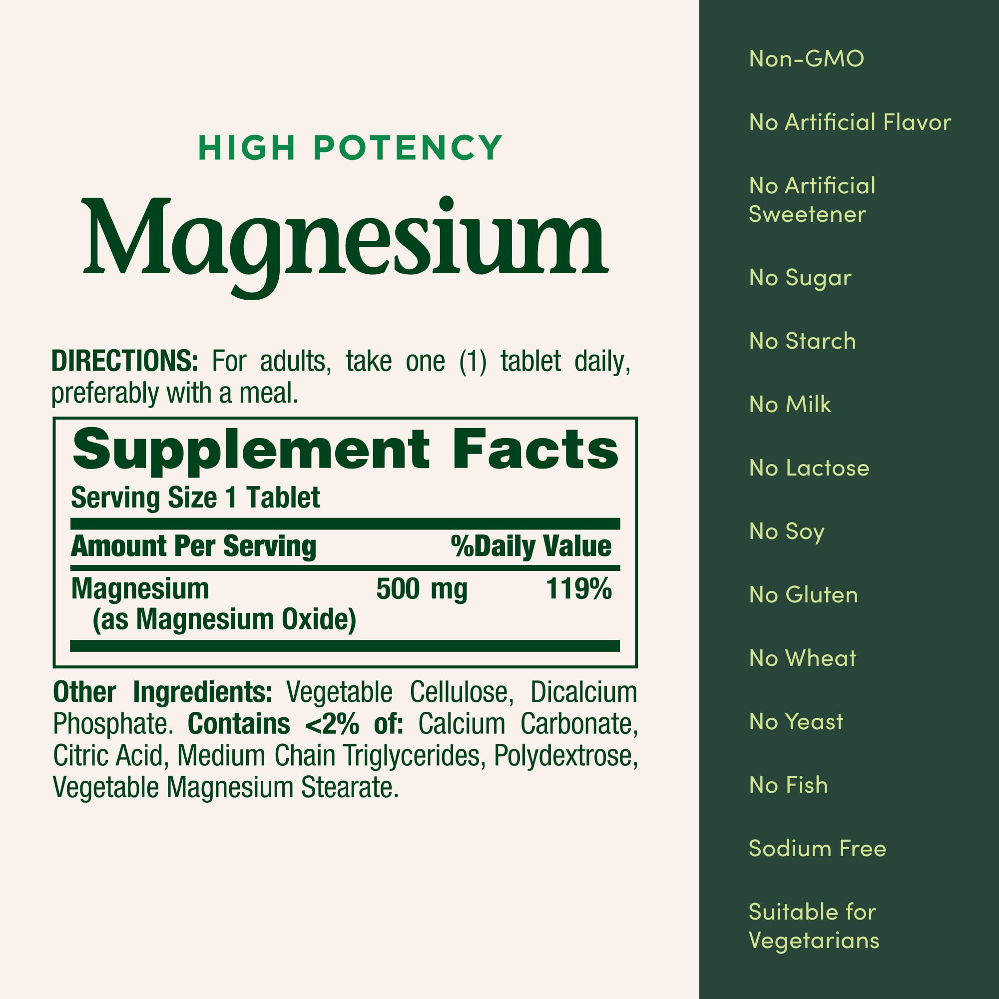 Nature's Bounty Magnesio, uso diario para apoyo muscular en estilo de vida activo.