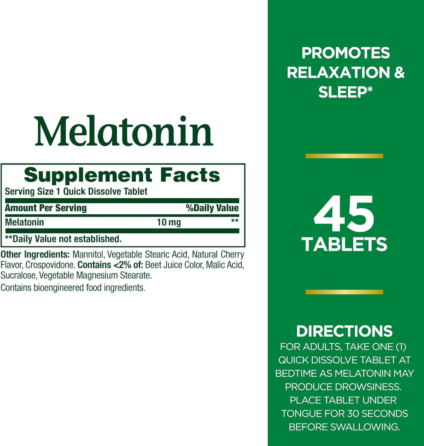 Nature's Bounty Melatonin pack de 4 tabletas para la noche