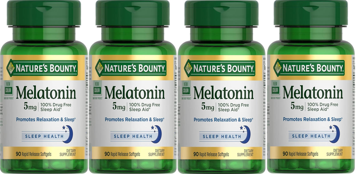 Nature's Bounty Melatonina 5 mg: etiqueta de la botella para elegir tu compra, apoyo a la relajación.