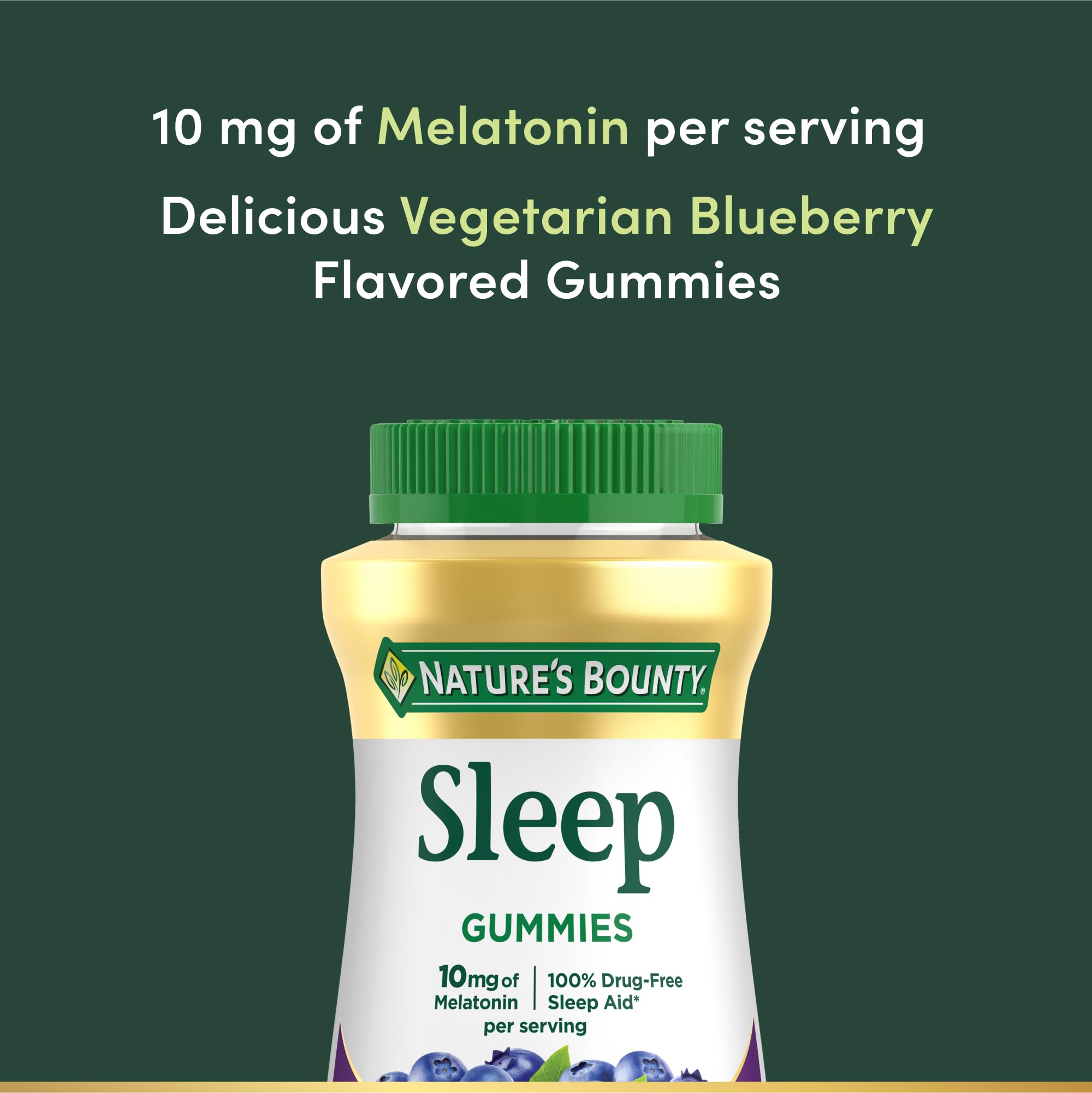 Nature's Bounty melatonina gomitas etiqueta clara para dosis nocturnas