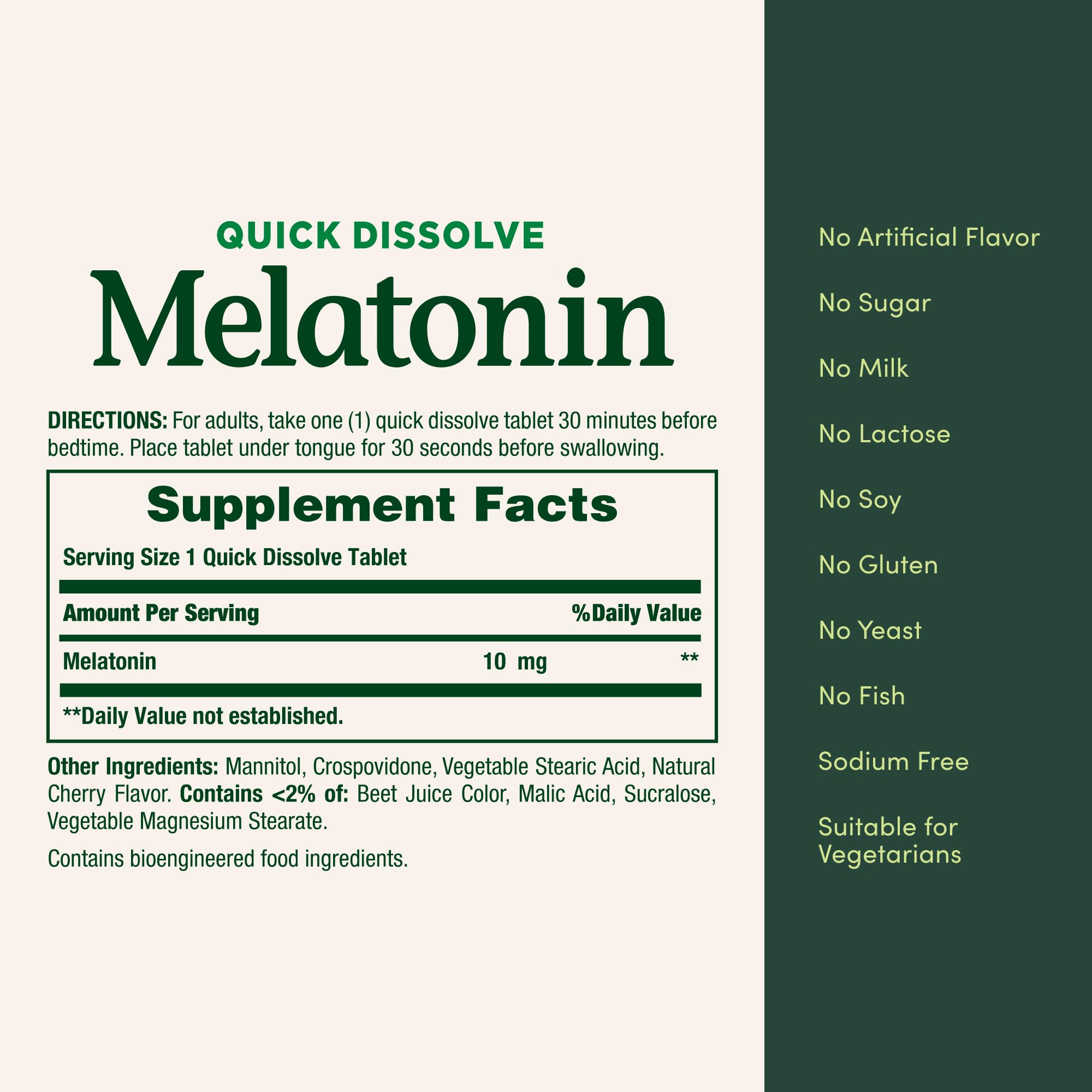 Melatonina Nature's Bounty apta para vegetarianos y apoyo al sueño