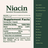 Nature's Bounty Niacin 500mg, dosificación diaria, facilita ingesta con comida.